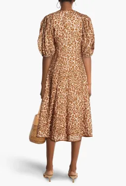 Zimmermann Concert Linen Leopard Print Dress Size 4/Au 16 for rent on The Volte - image 2