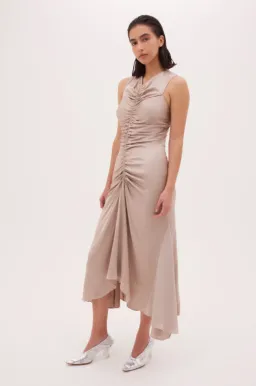 Bianca Spender Sand Satin Meret Dress Nude Size 2/ Au 10 for rent on The Volte - image 2