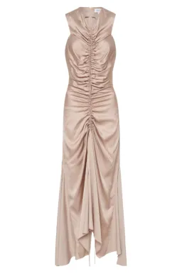 Bianca Spender Sand Satin Meret Dress Nude Size 2/ Au 10 for rent on The Volte - image 5