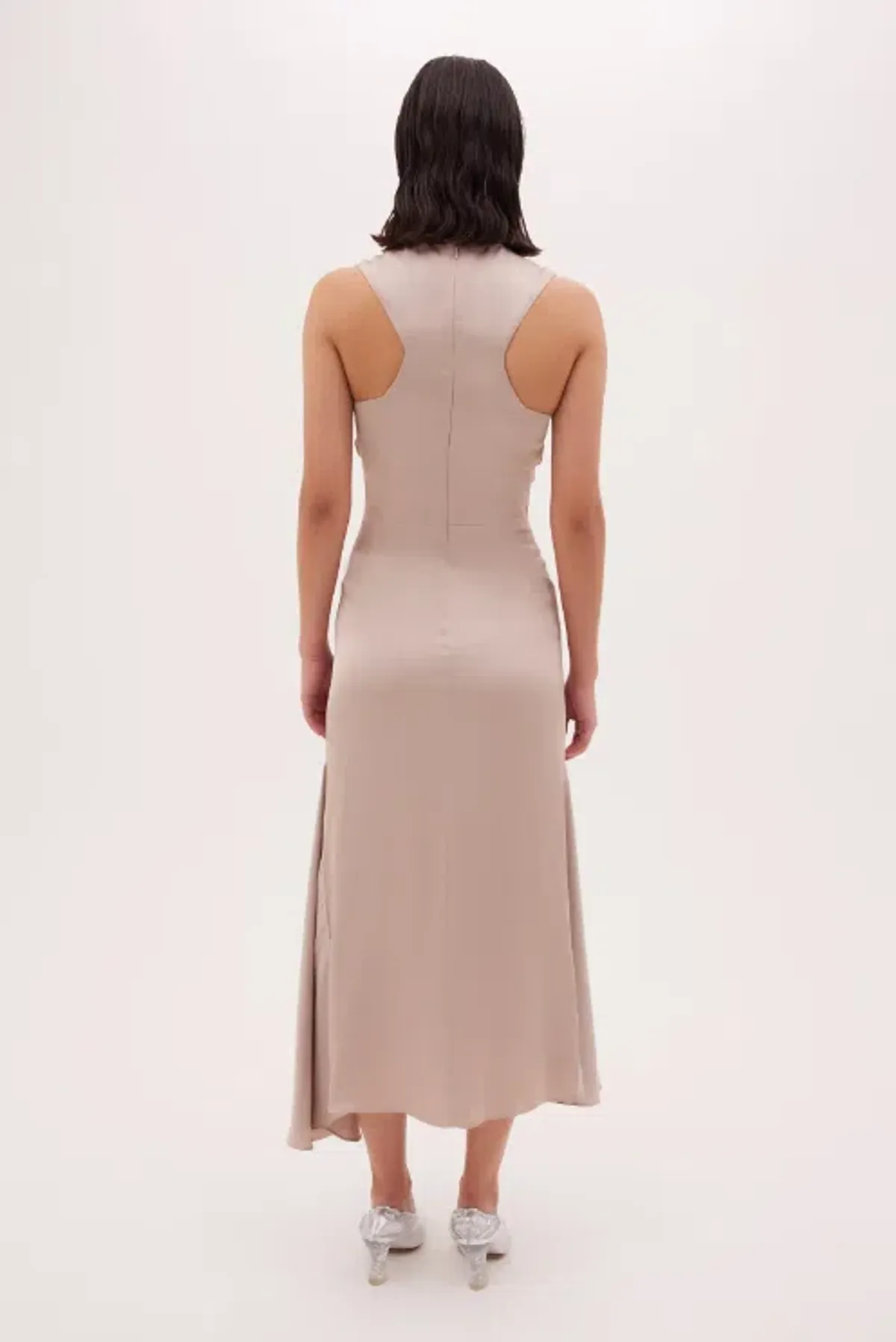 Bianca Spender Sand Satin Meret Dress Nude Size 2/ Au 10 - Image 4
