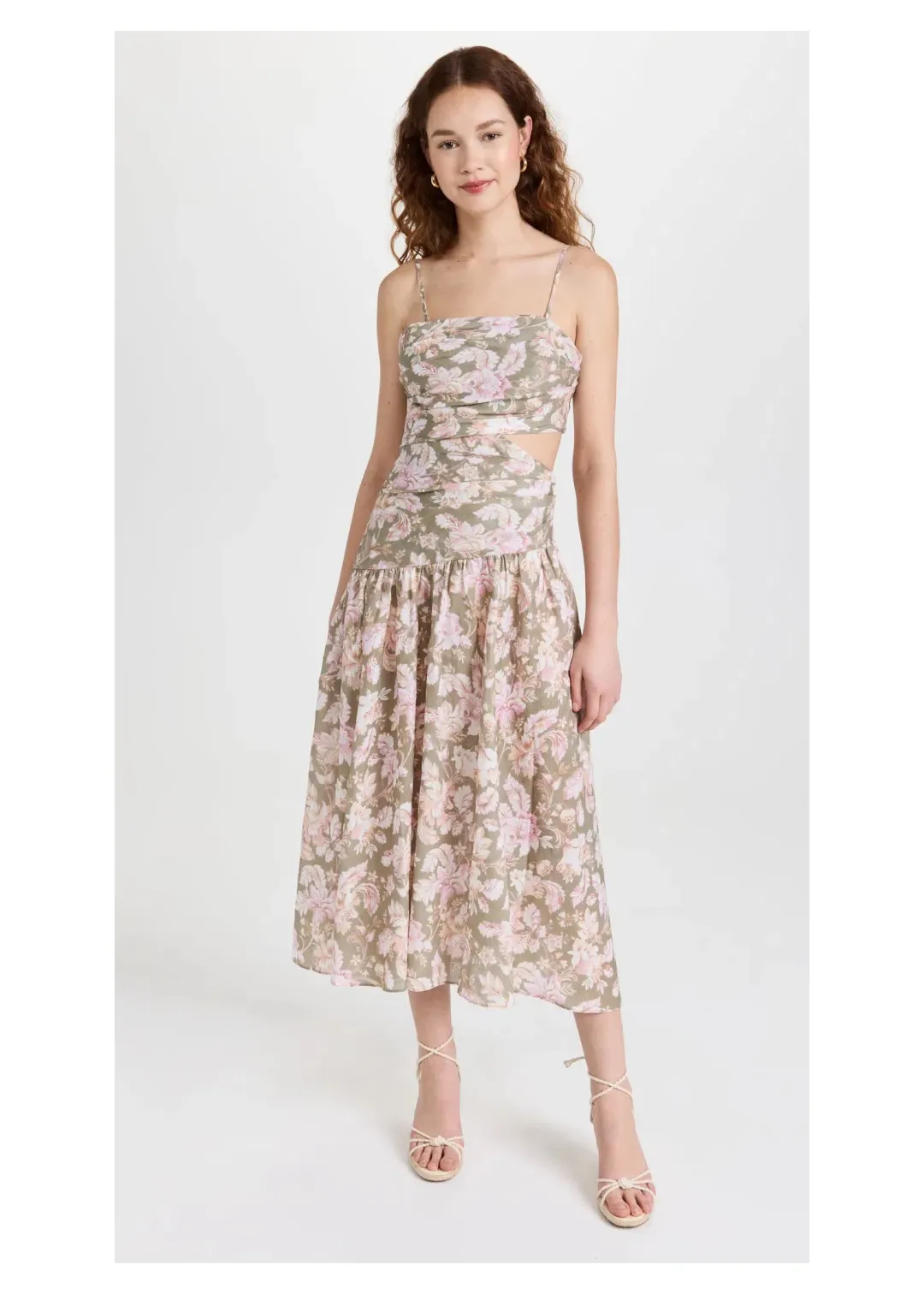 Zimmermann Lyre Wrap Tie Side Midi Dress Floral Size 1 / Au 10 for rent on The Volte - main image