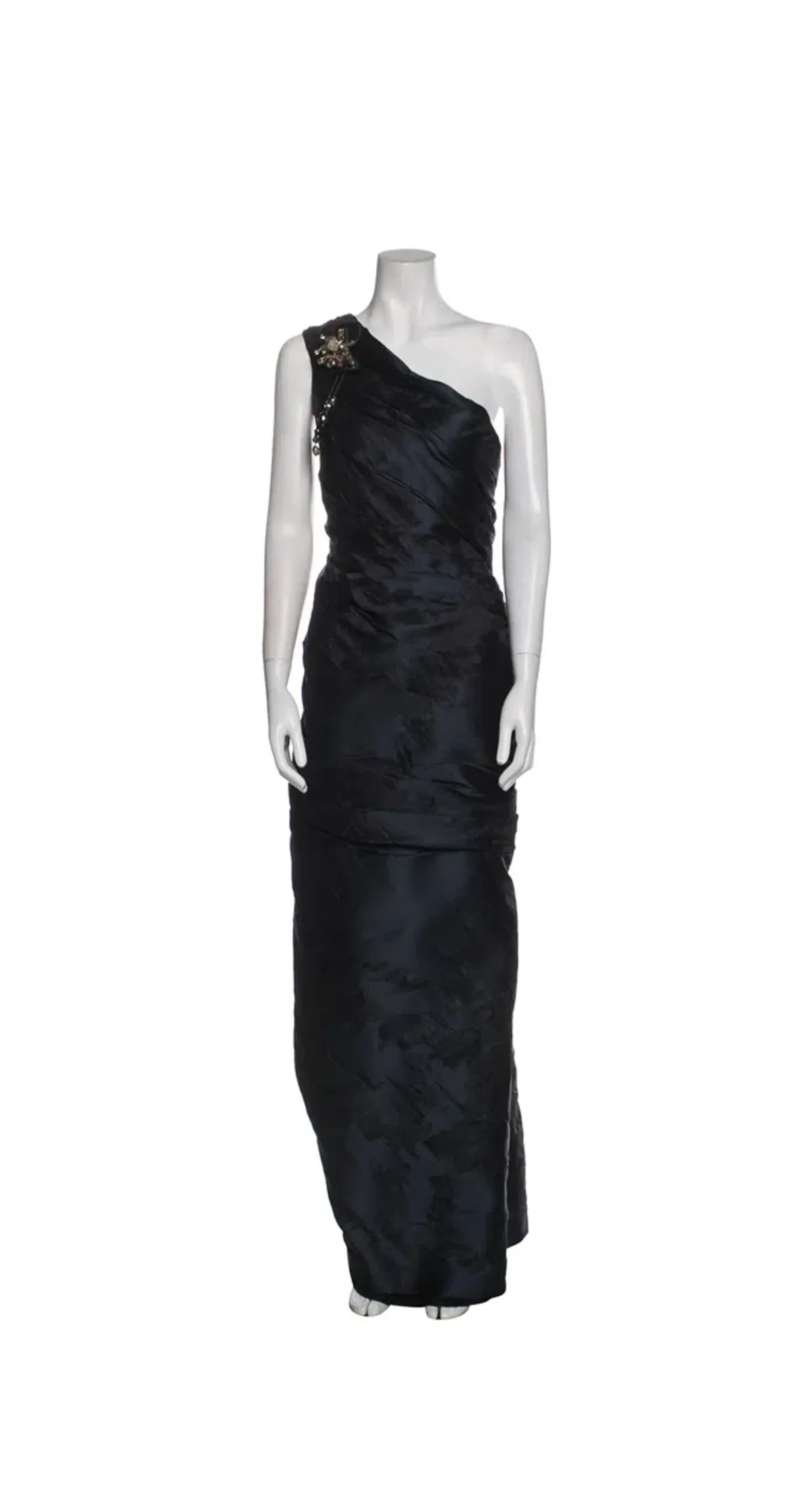 J. Mendel Paris Floor-Length Gown Navy Blue Size AU 12 - Image 4