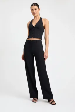 Kookai Ariel Vest Top and Ariel Low Rise Pants Set Black Size 14 & 12 for rent on The Volte - image 1