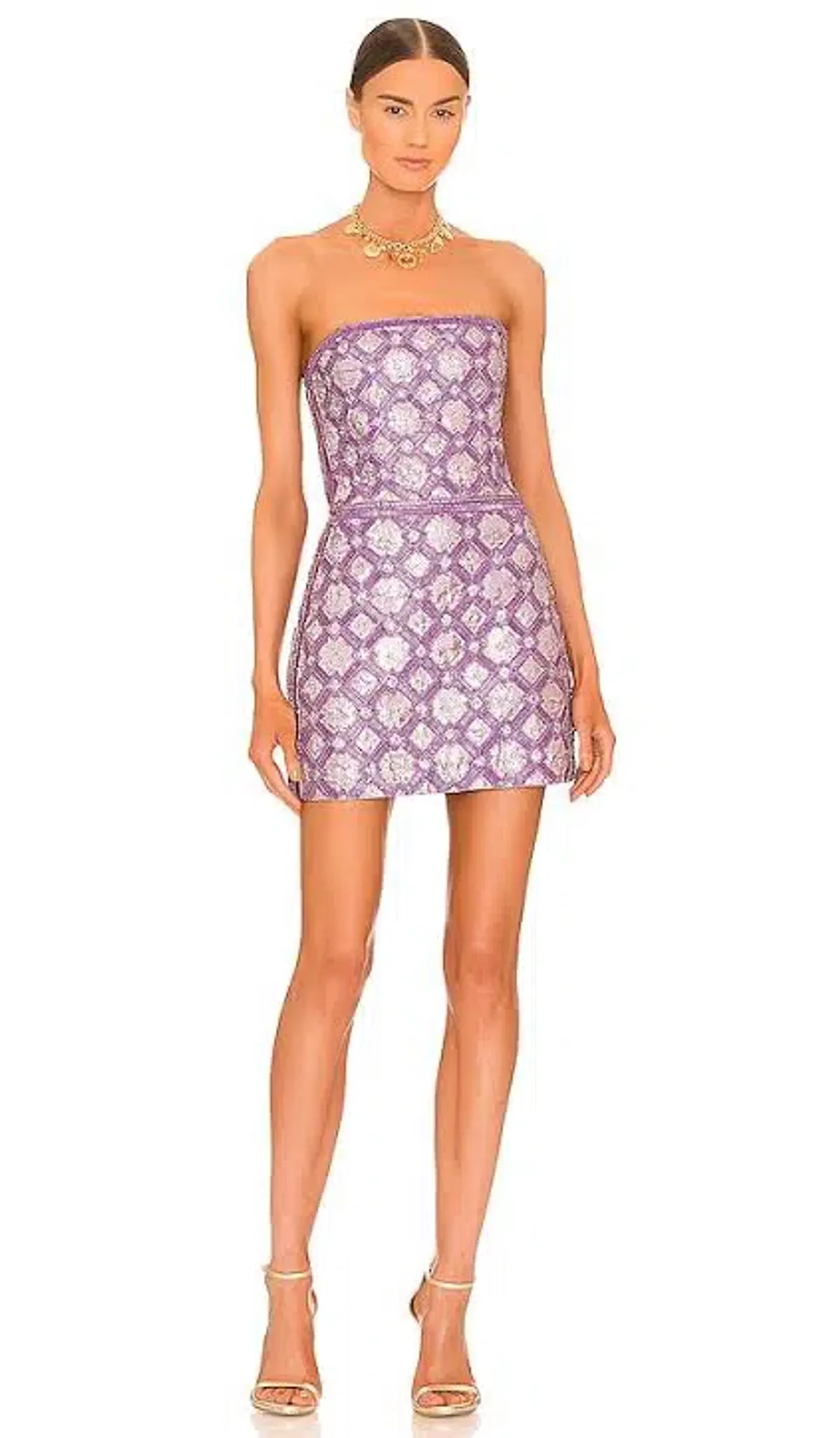 Retrofete ‘Heather’ Lilac Beaded Mini Dress - Image 4