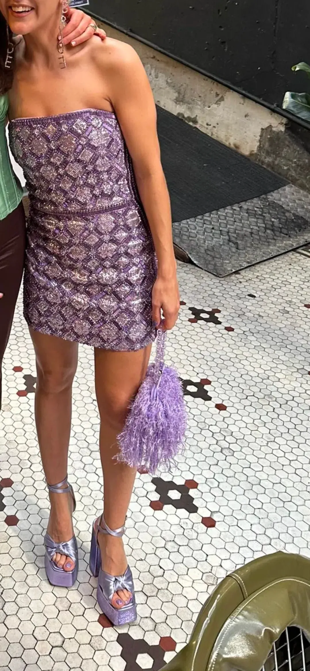 Retrofete ‘Heather’ Lilac Beaded Mini Dress for rent on The Volte - main image