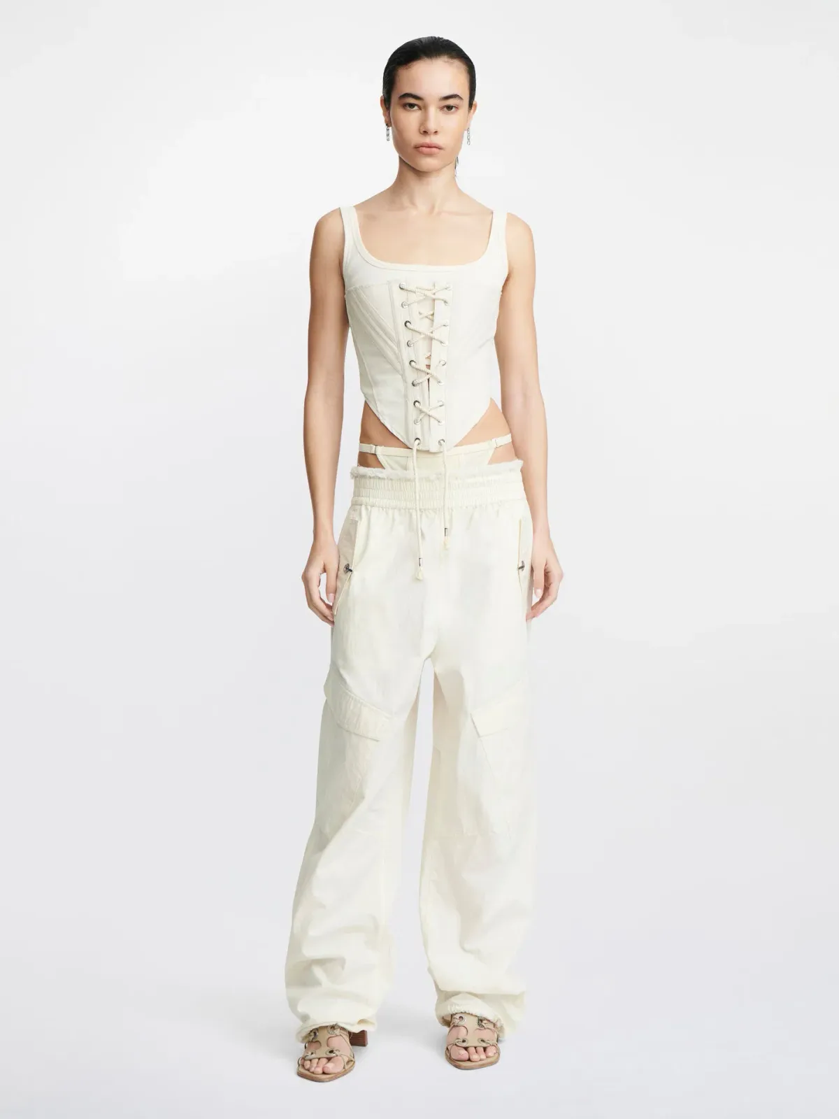 Dion Lee Laced Utility Corset Top Unbleached White Size 10 for rent on The Volte - main image