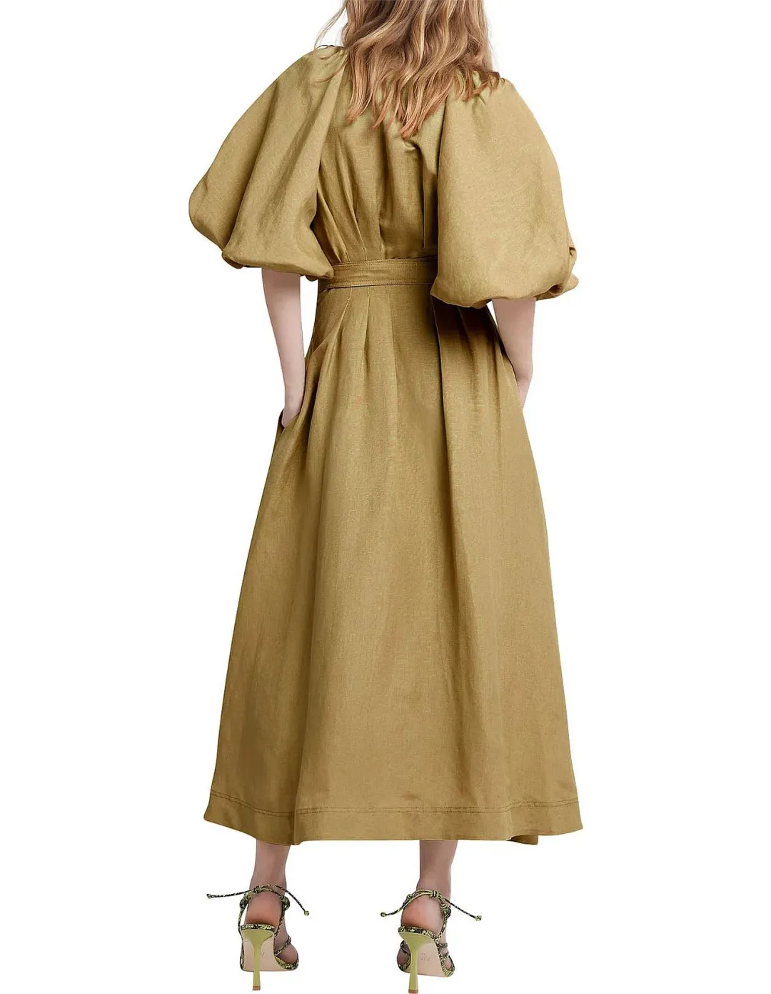 Aje Evermore Dress Olive Green Size 8 for rent on The Volte - main image