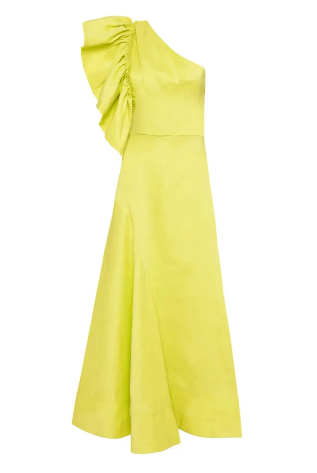 Aje Bonjour Asymmetric Midi Dress Lime Green Size 8 / S for rent on The Volte - main image
