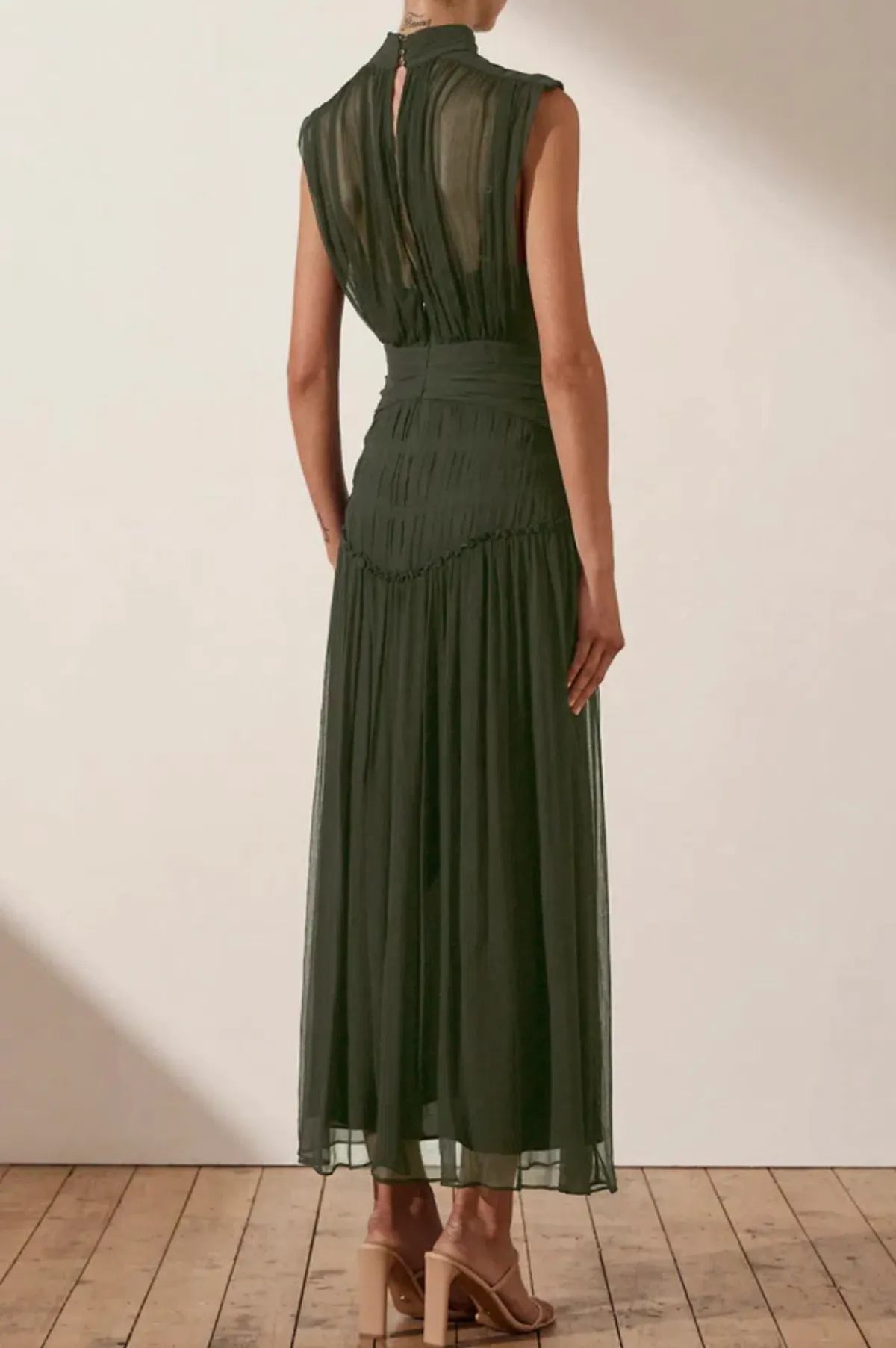 Shona Joy Clemence High Neck Midi Dress Green Size 8 / S - Image 2