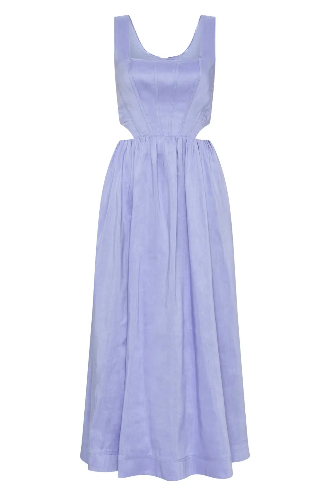 Aje Virginie Cut Out Midi Dress Cool Lavender Size 8 / S for rent on The Volte - main image