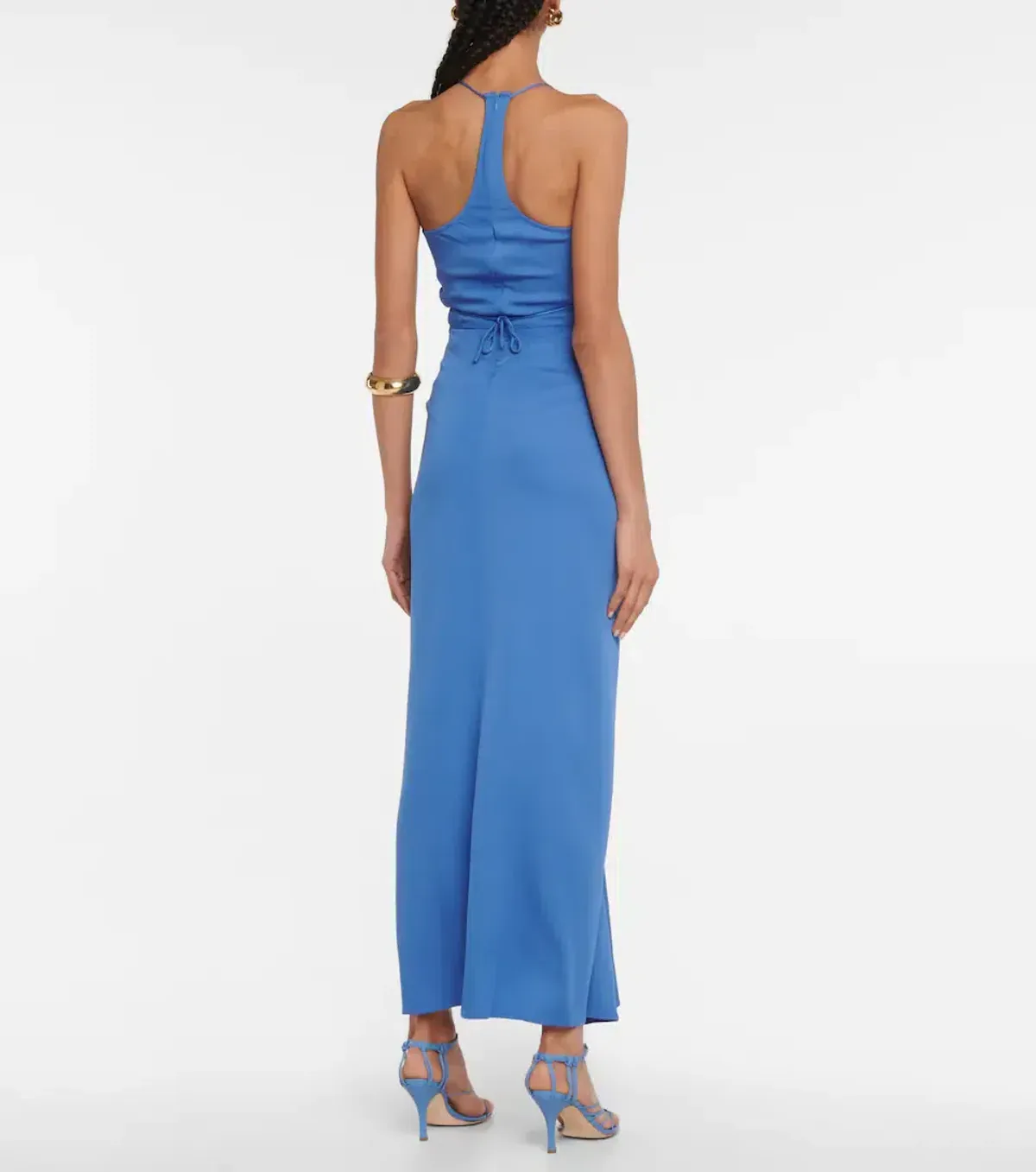 Christopher Esber Multi Panel Disconnect Ruched Halter Dress Blue Size 10 - Image 2