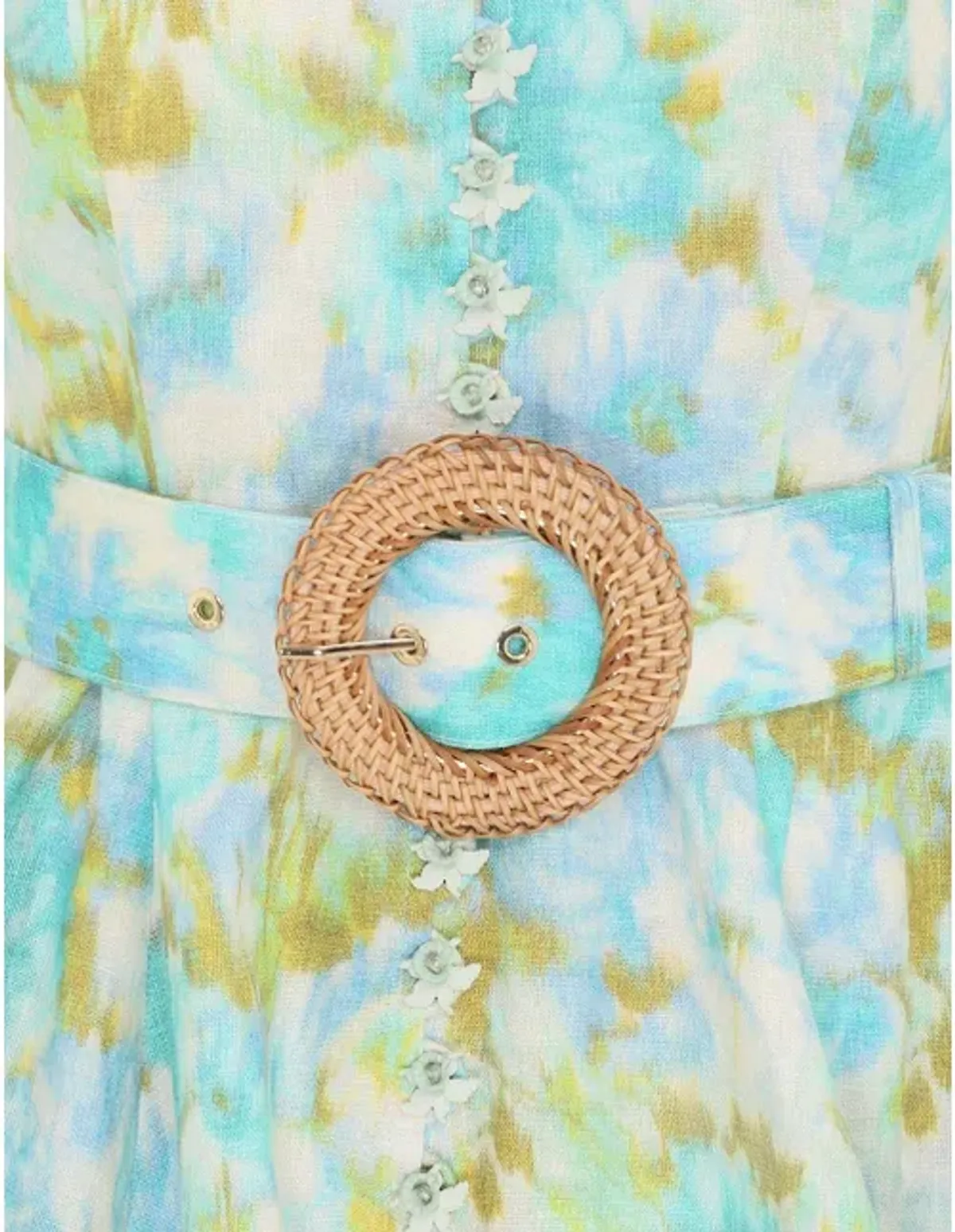 Zimmermann The High Tide Buttoned Mini in Aqua Ikat Floral Size 1 / Au 10 - Image 3