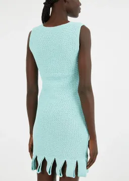 Bottega Veneta Racked Rib Knit Mini Dress Blue Size L / Au 12 for rent on The Volte - image 3