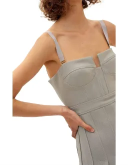 Dion Lee Column Pleated Mini Dress Green Size 8 for rent on The Volte - image 3