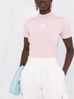 Alexander Wang logo print mock neck T-Shirt Pink Size 8 for rent on The Volte - image 1