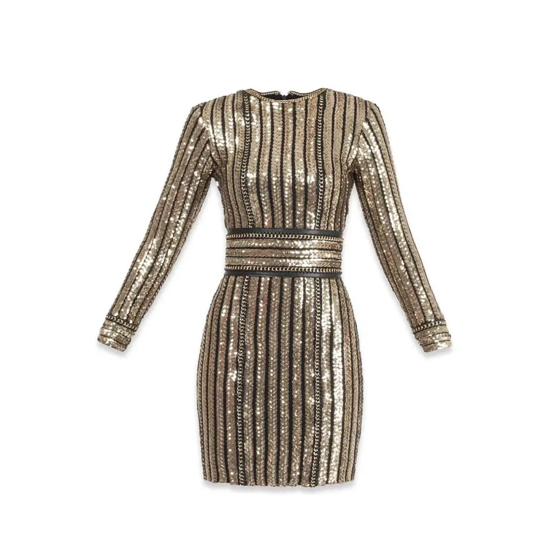 Nadine Merabi Kina Dress Gold Size 8 for rent on The Volte - main image