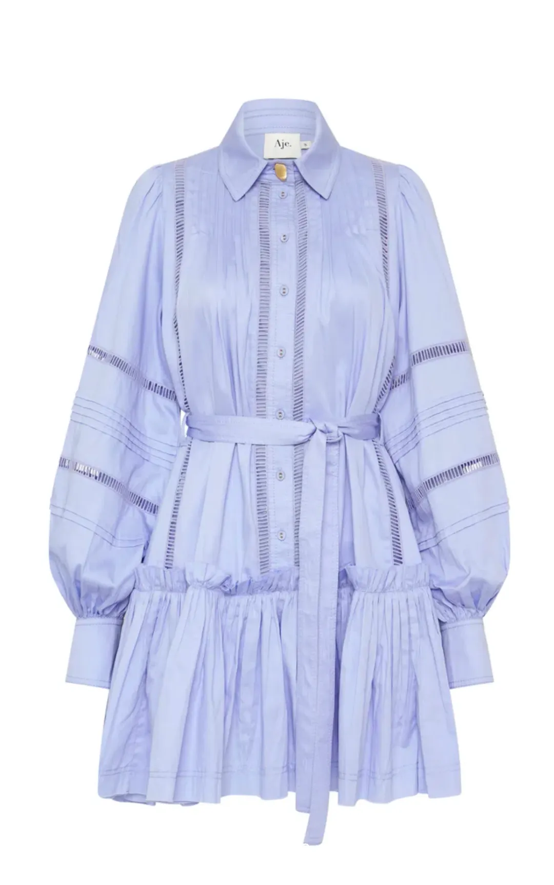 Aje Elodie Ladder Trim Mini Dress Cool Lavender Size 14 for rent on The Volte - main image