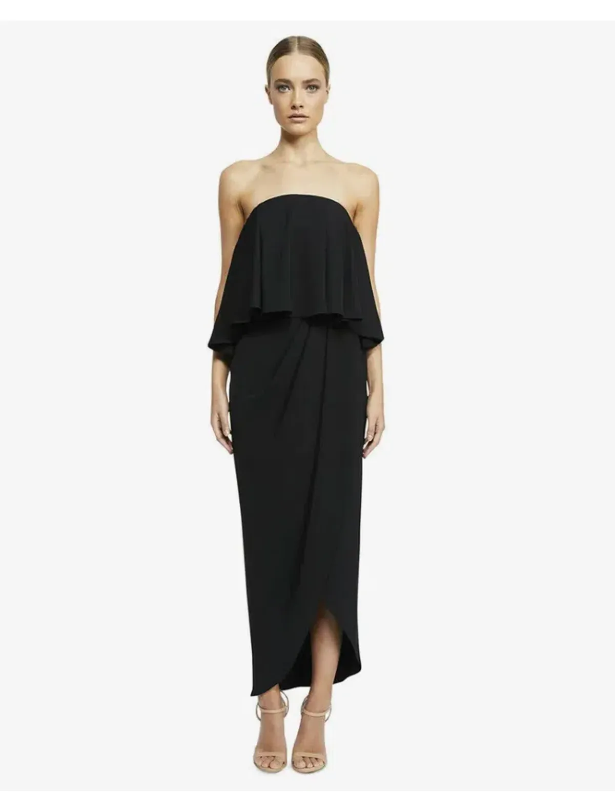 Shona Joy Strapless Frill Maxi Dress Size 8 - Image 1