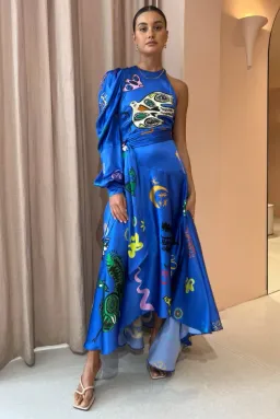 Alemais Soleil One Shoulder Midi Dress Multi Size 8 for rent on The Volte - image 1