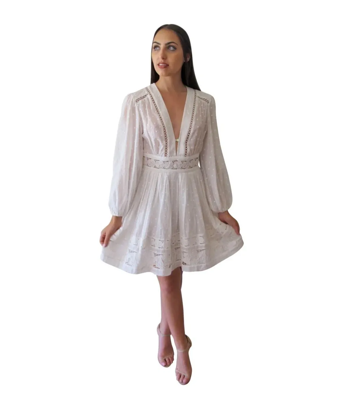 Zimmermann Realm Embroidered Panel Dress White Size 8 - Image 1