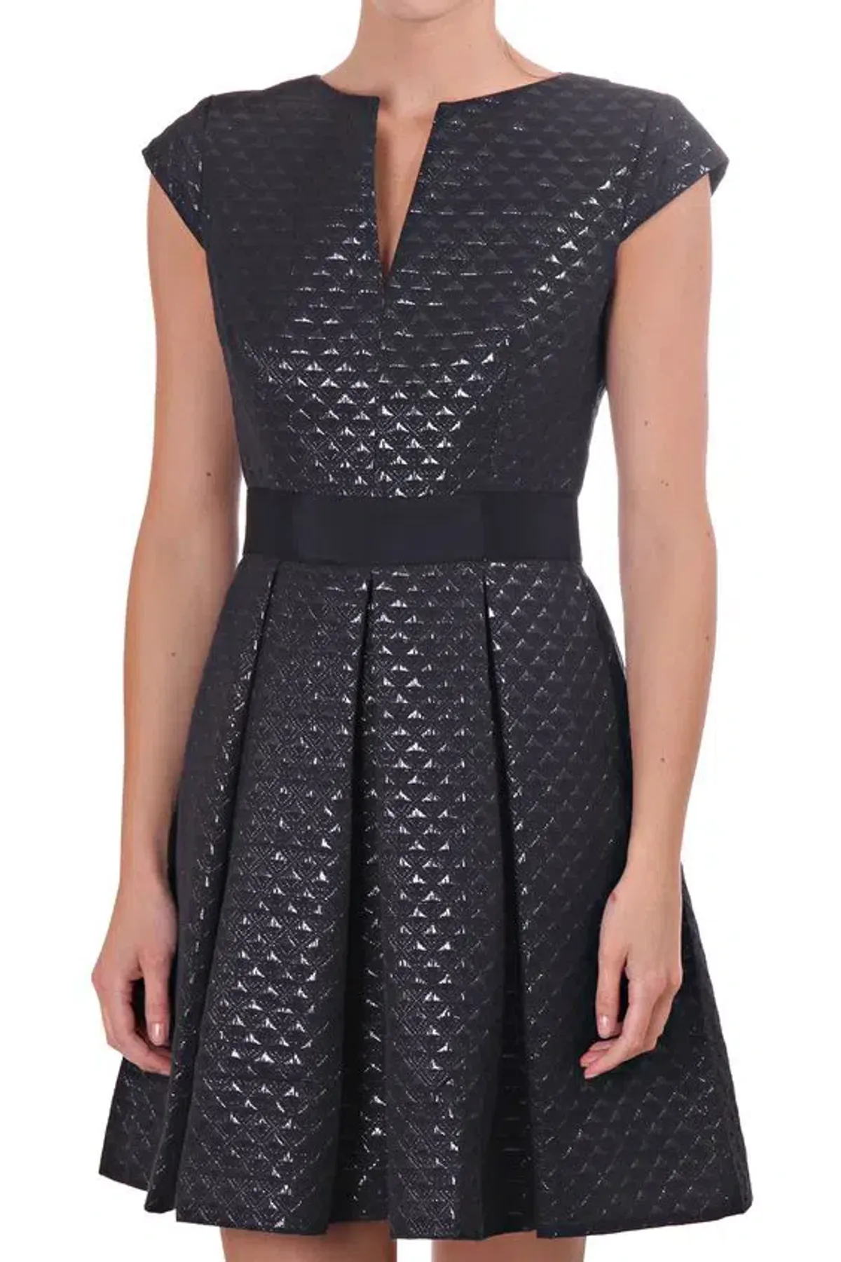 Ted Baker Carice Metallic Jacquard Capsleeve Mini Dress Black Size 0 / Au 6 - Image 2