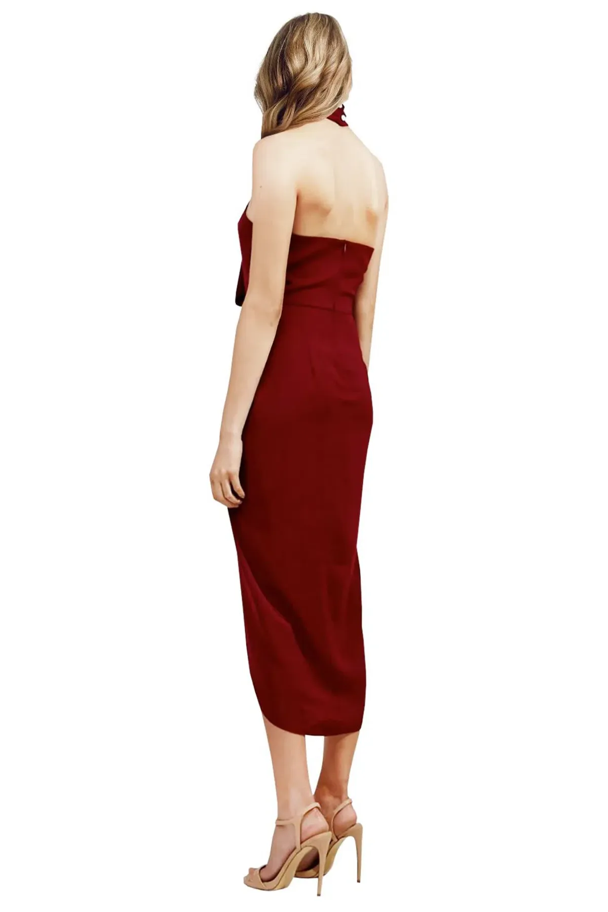 Shona Joy Core Knot Drape Dress Burgundy Size 10 - Image 2