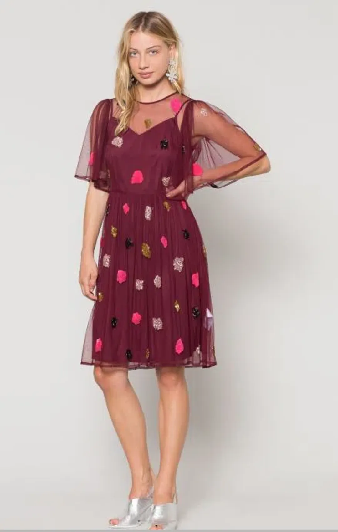 Gorman Claire Embellished Dress Red Beaded Size 8 for rent on The Volte - main image