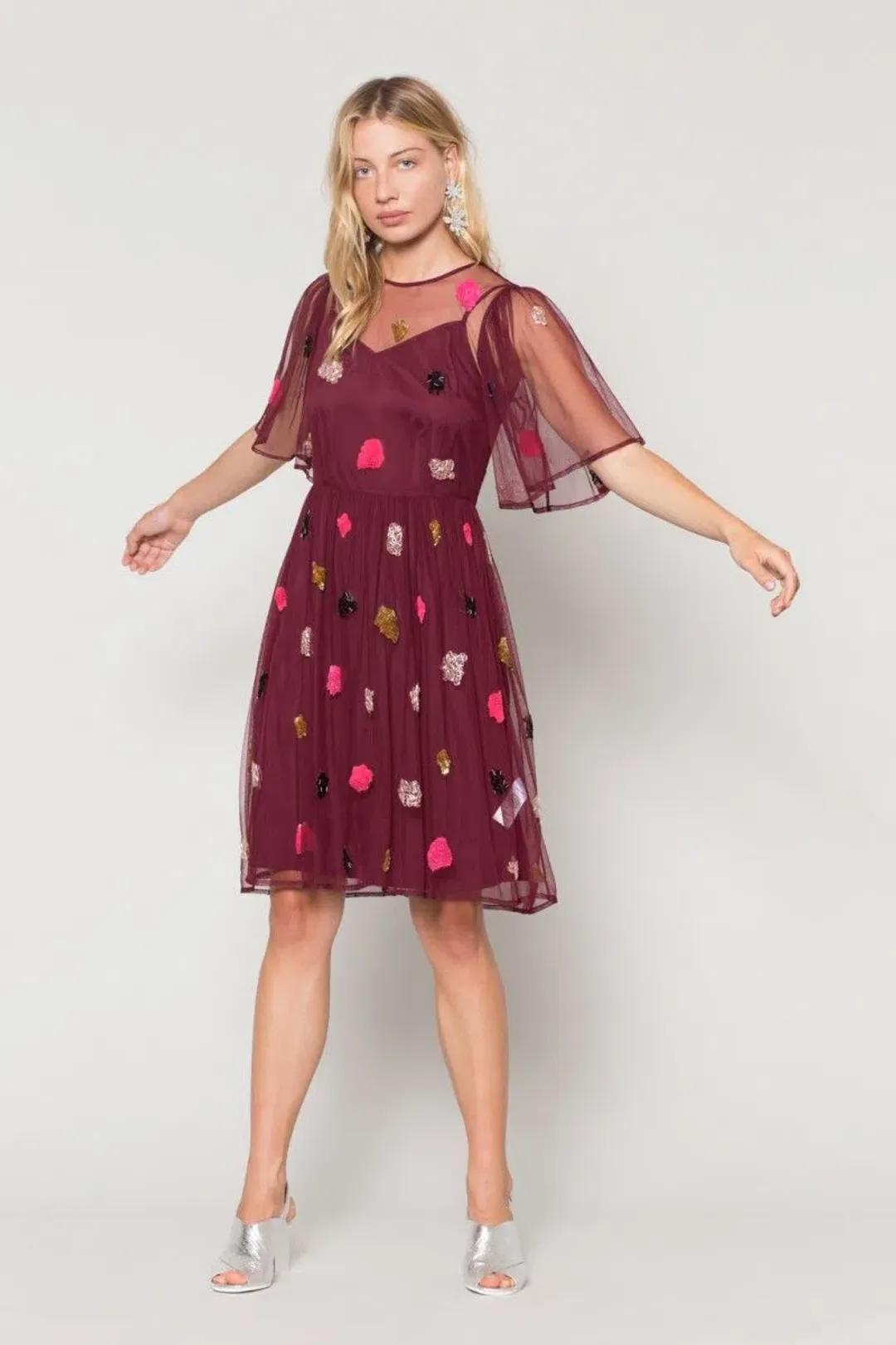 Gorman Claire Embellished Dress Red Beaded Size 8 for rent on The Volte - main image