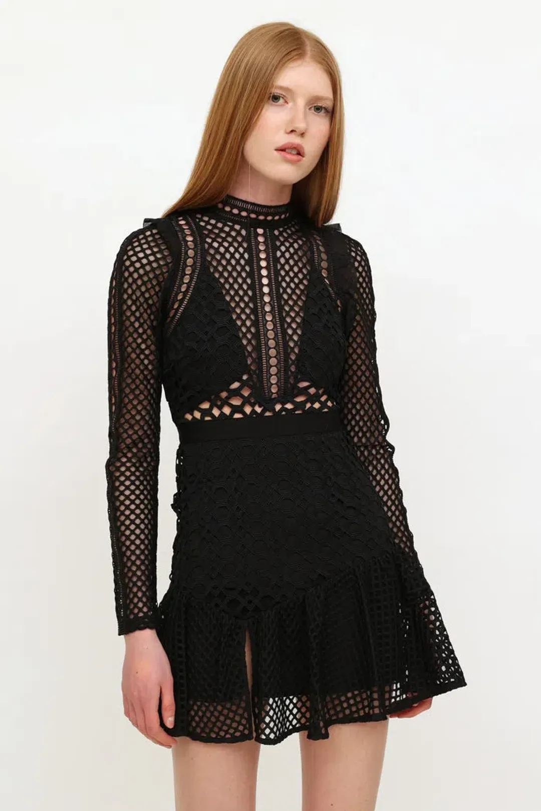 Self Portrait Hall Mini Dress Black Size 12 for rent on The Volte - main image