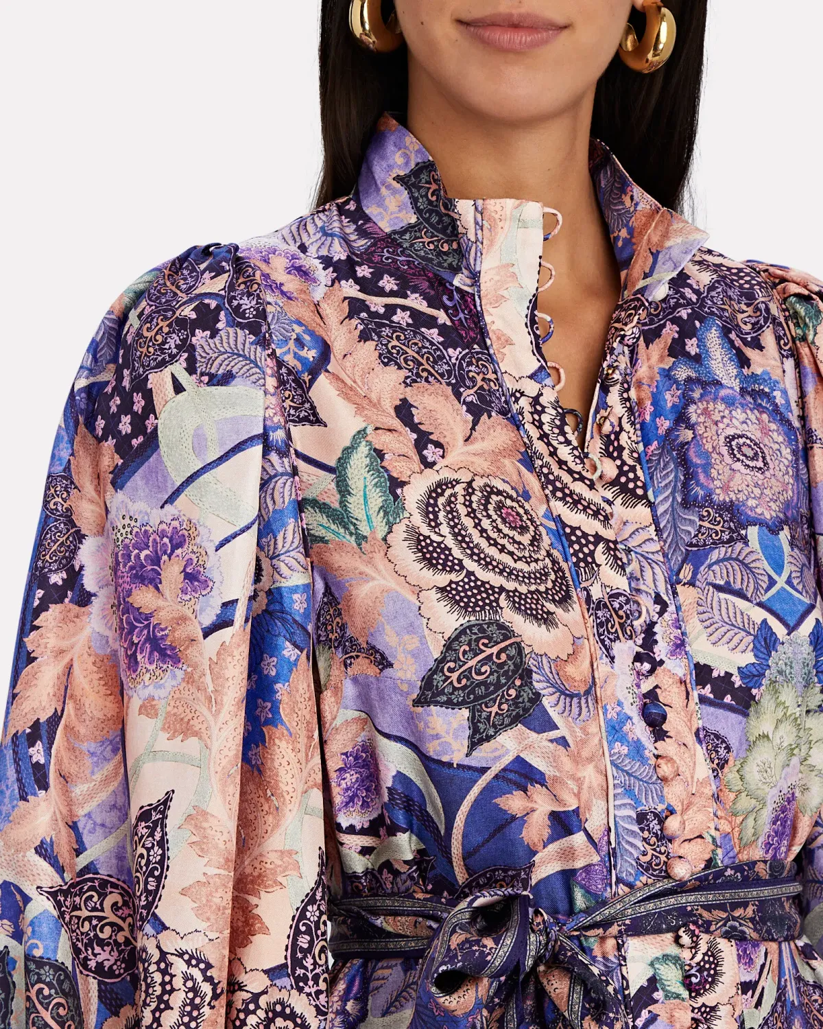 Zimmermann Celestial Buttoned Mini Dress Amethyst Floral Size 1/Au 10 - Image 3