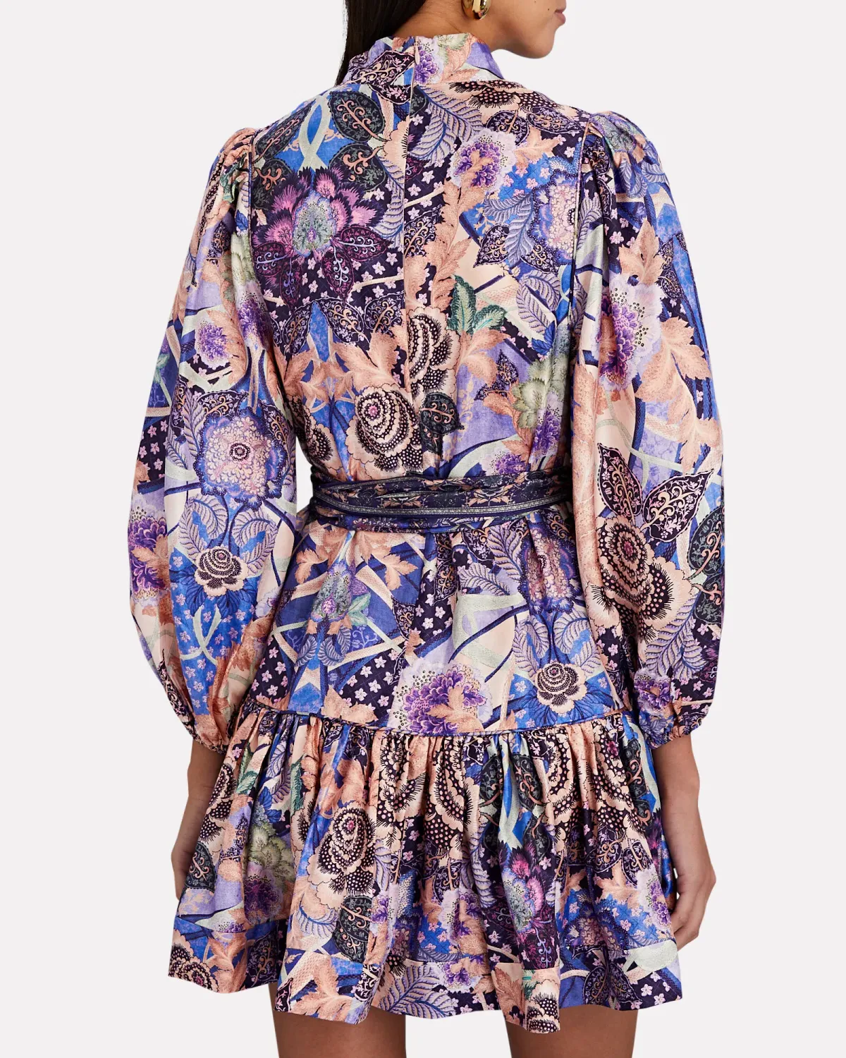 Zimmermann Celestial Buttoned Mini Dress Amethyst Floral Size 1/Au 10 - Image 2