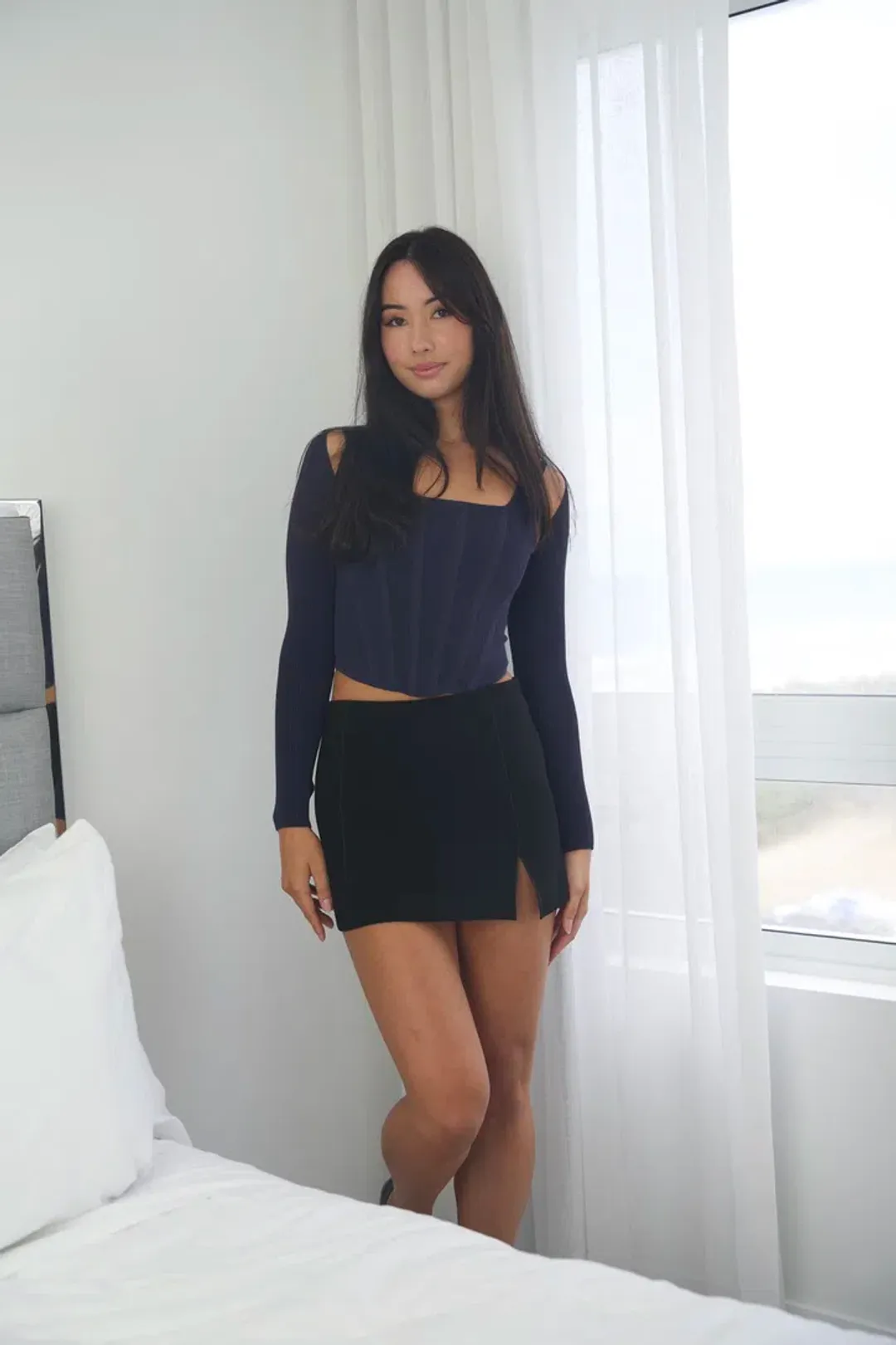 Bec & Bridge Deon Split Mini Skirt Black Size AU 6 for rent on The Volte - main image