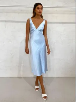 Third Form Gather Bra Bias Slip Dress Blue Size 6 for rent on The Volte - image 4