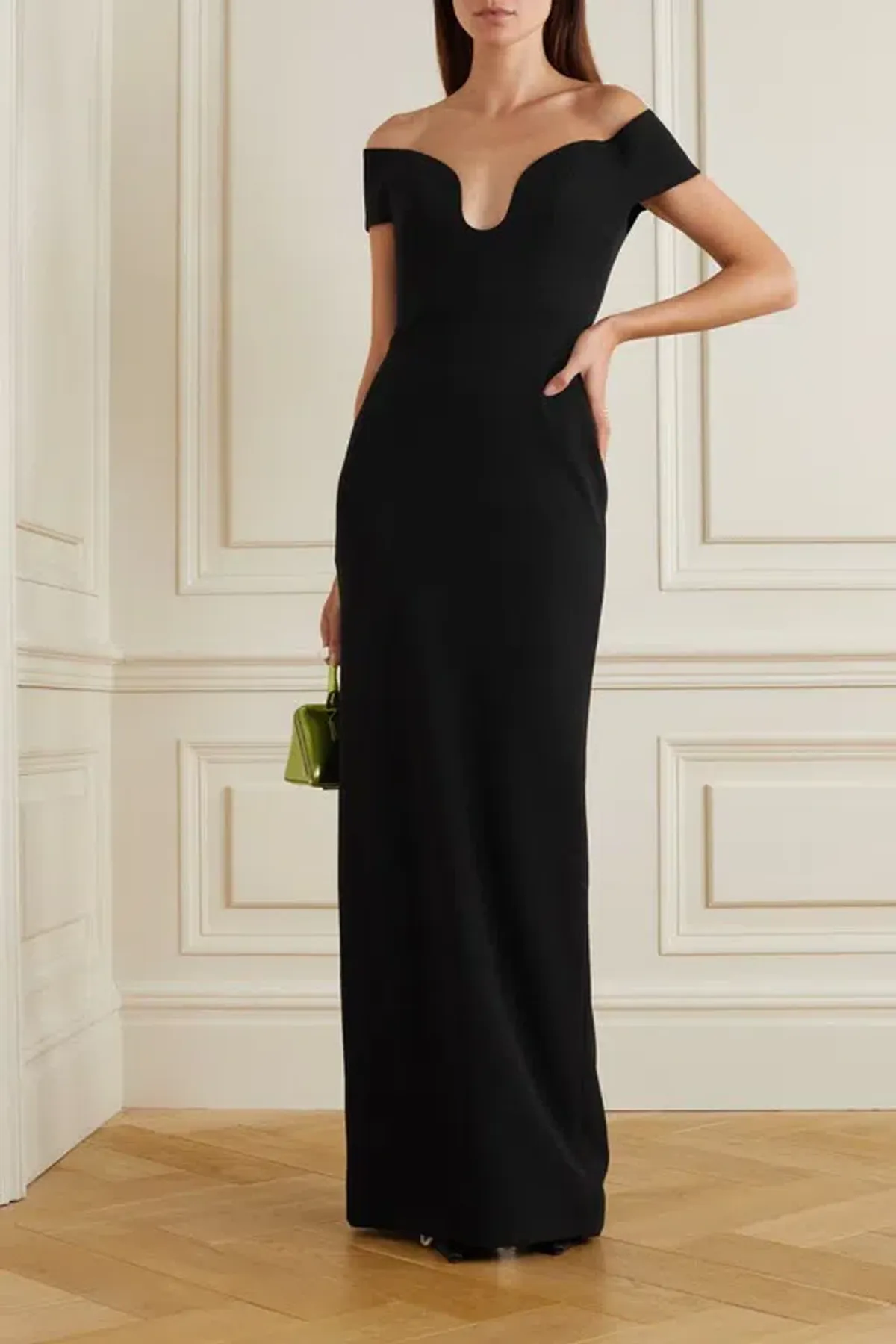 Solace London Marlowe Off-the-shoulder Crepe Gown Black Size 8 - Image 1