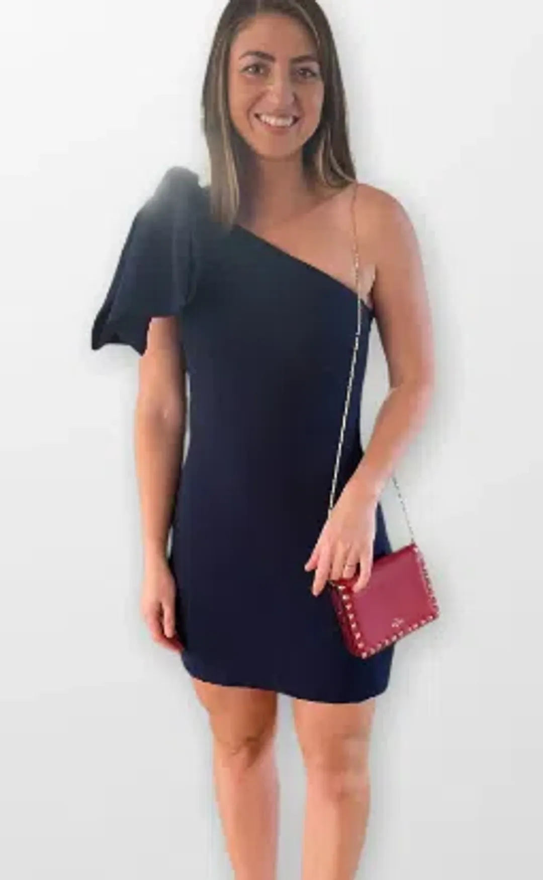 Rebecca Vallance Hamptons Bow Mini Dress Navy Size 10 for rent on The Volte - main image