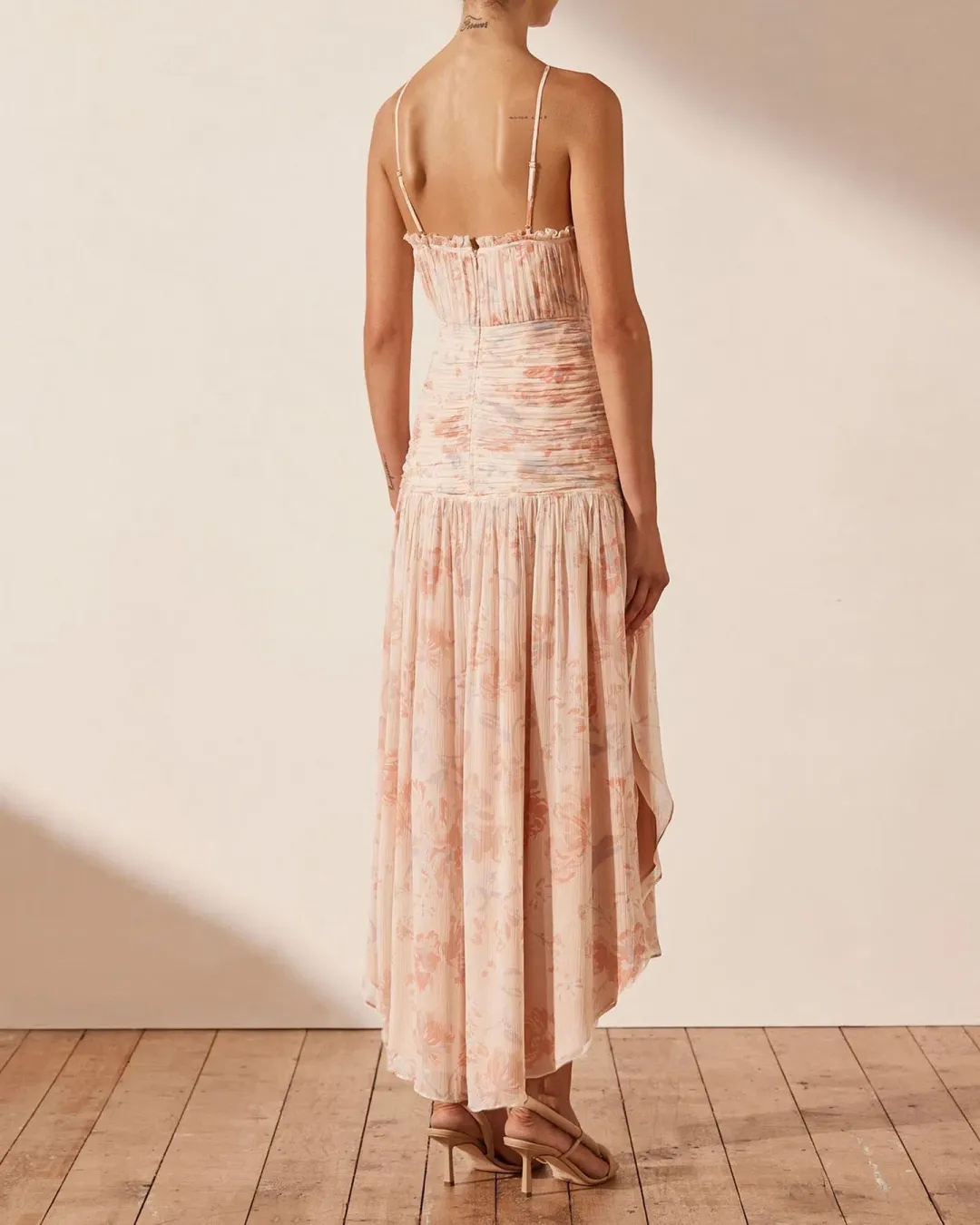 Shona Joy Faye Cross Front Midi Dress Blush & Multi Size 12 for rent on The Volte - main image