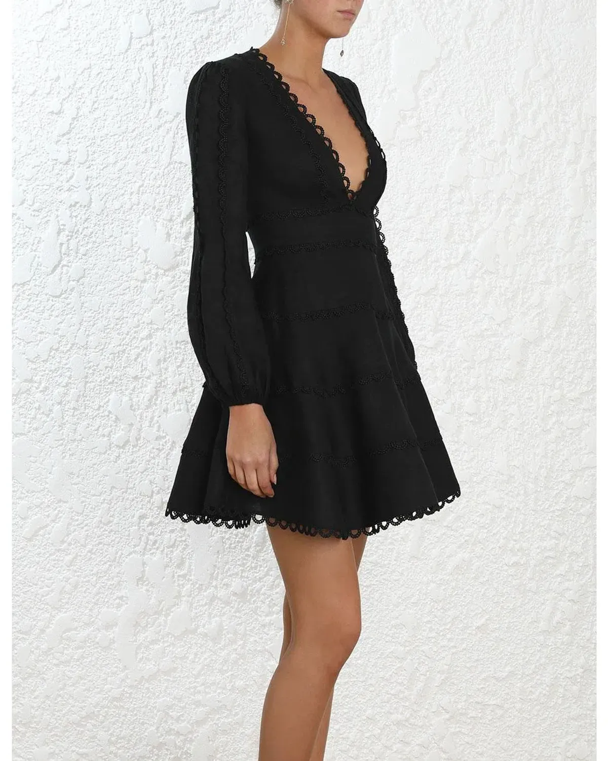 Zimmermann Heathers Flounce Short Dress Black Size 1/Au 10 - Image 4