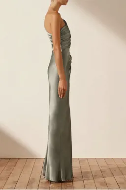 Shona Joy La Lune Asymmetrical Gathered Maxi Dress Sage Size 10 for rent on The Volte - image 2