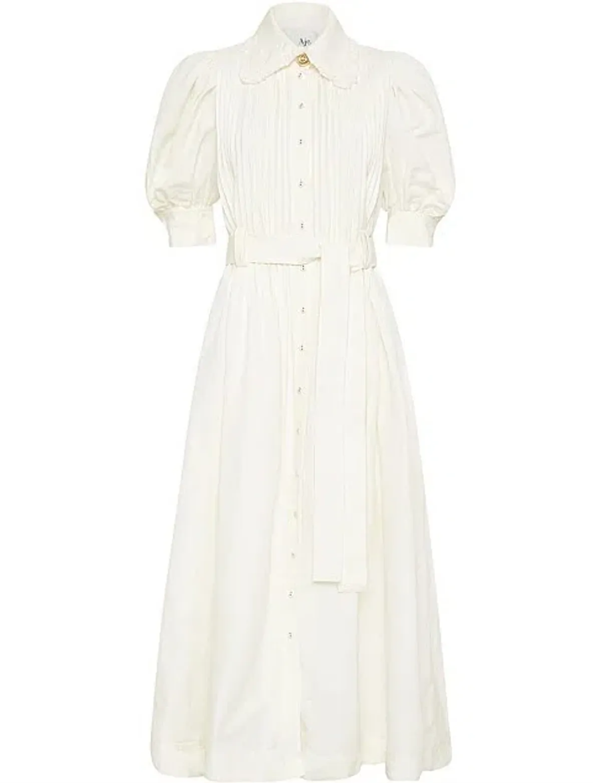Aje Madeleine Belted Midi Dress Ivory Size 6 - Image 3