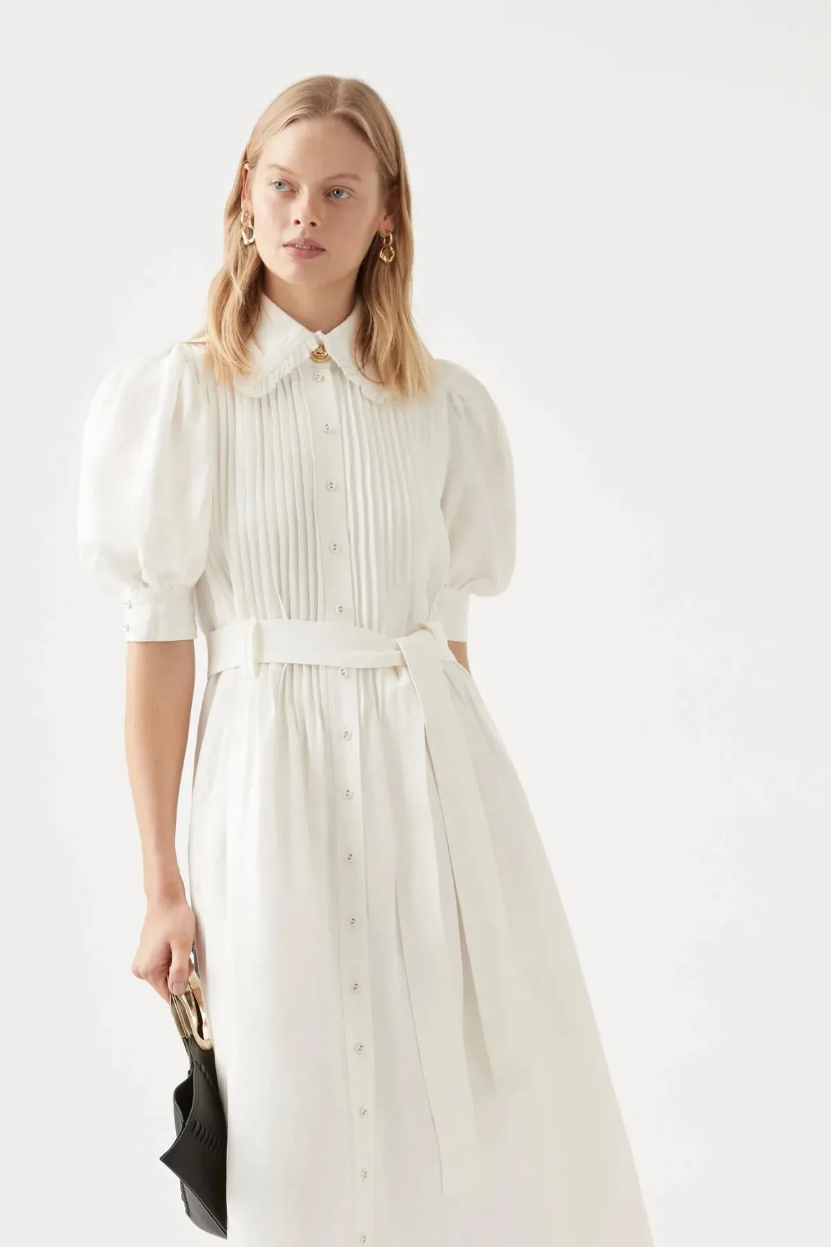 Aje Madeleine Belted Midi Dress Ivory Size 6 - Image 2