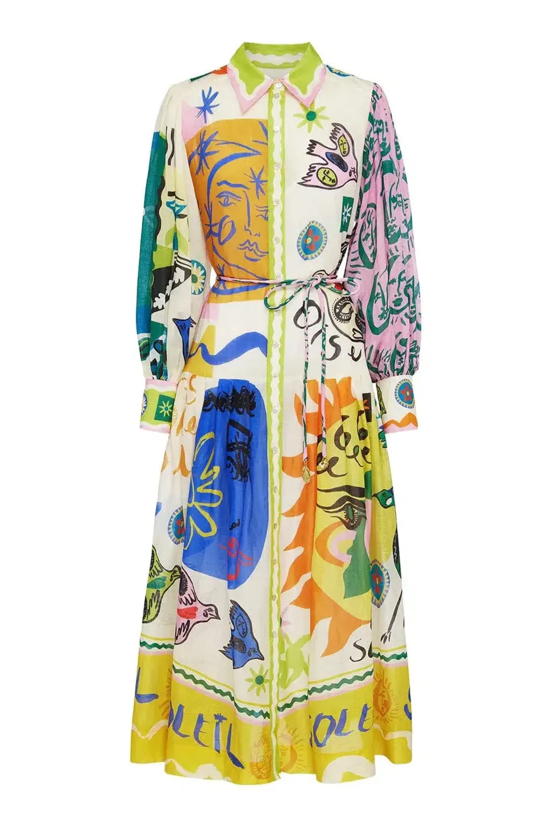 Alemais Soleil Patchwork Shirtdress - Size 12 for rent on The Volte - main image