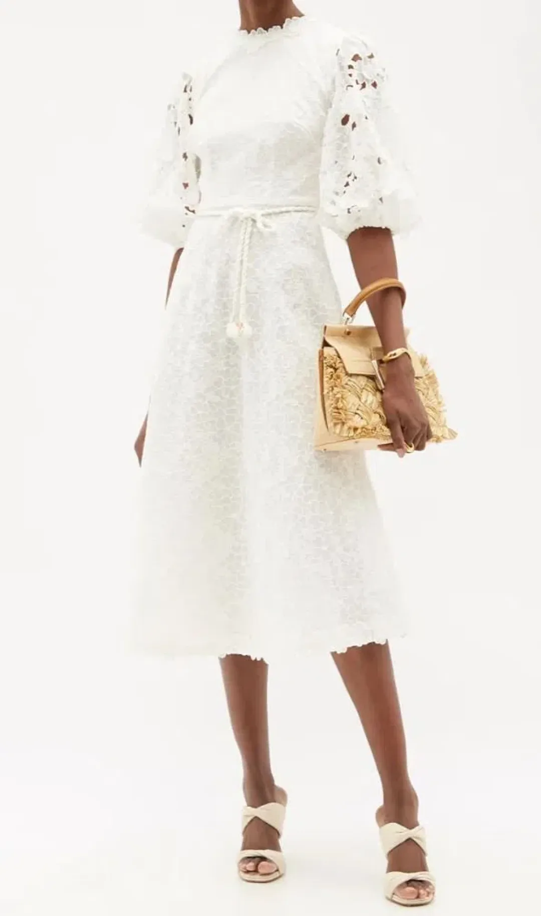 Zimmermann Lola Embroidered Midi Dress White Size 3 / Au 14 for rent on The Volte - main image