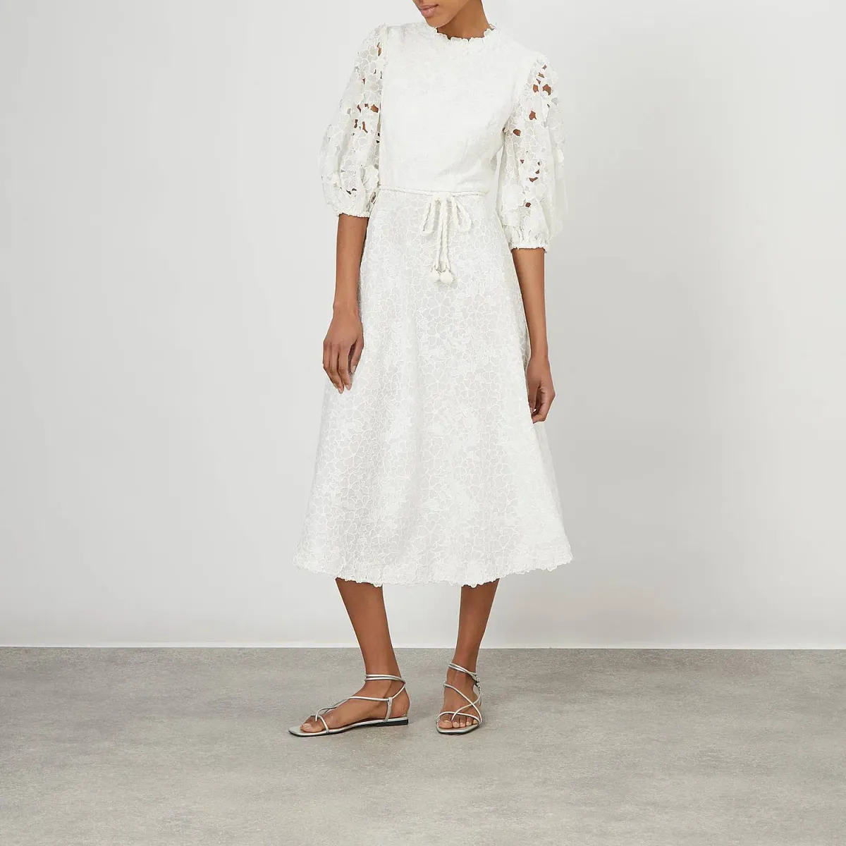 Zimmermann Lola Embroidered Midi Dress White Size 3 / Au 14 - Image 2