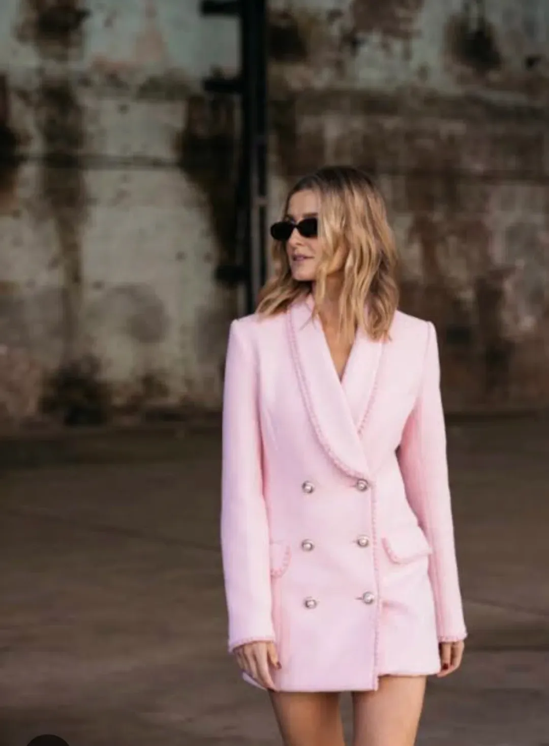 Rebecca Vallance Garance Crepe Blazer Dress Pink Size 10 for rent on The Volte - main image