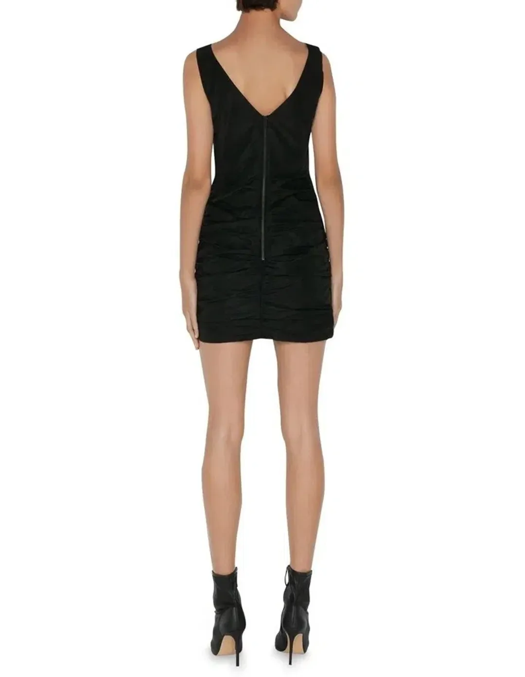 Cue Tech Ruched Mini Dress Black Size 8 for rent on The Volte - main image