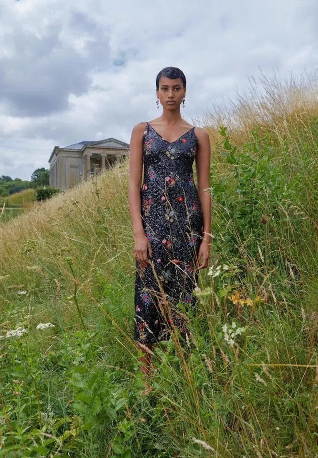 Erdem X H&M Sequin Midi Dress Floral Size 8 for rent on The Volte - main image