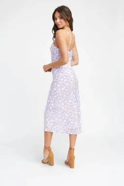 Kookai Fleur Slip Midi Dress Lilac/Floral Size 8 for rent on The Volte - image 2