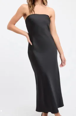 Kookai Belle Strapless Slip Midi Dress Black Size 14 for rent on The Volte - image 2