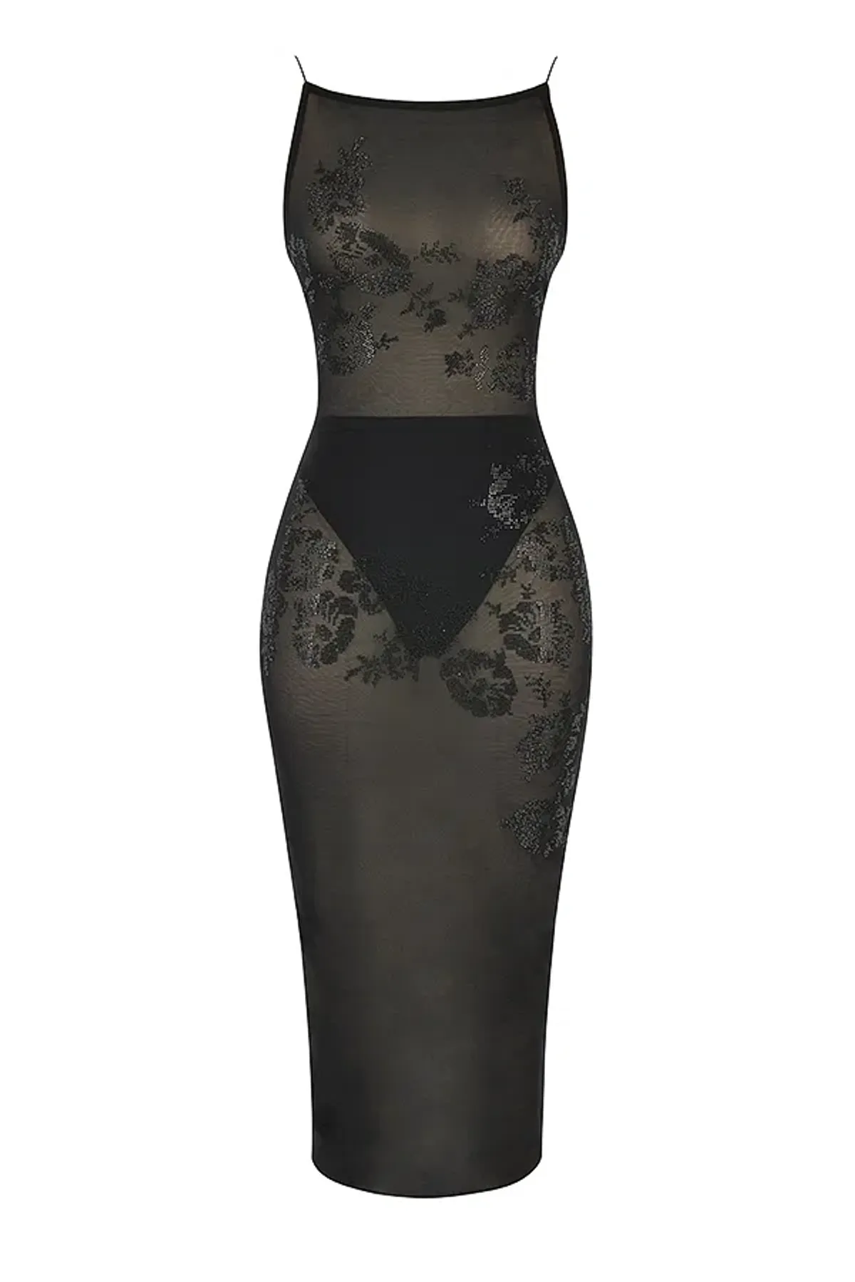 House of CB Amirah Mesh Crystal Embellished Midi Dress Black Size XS / Au 6 - Image 5