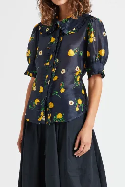 Lee Mathews Ketty Blouse in Navy Floral Size 1/Au 8 for rent on The Volte - image 3